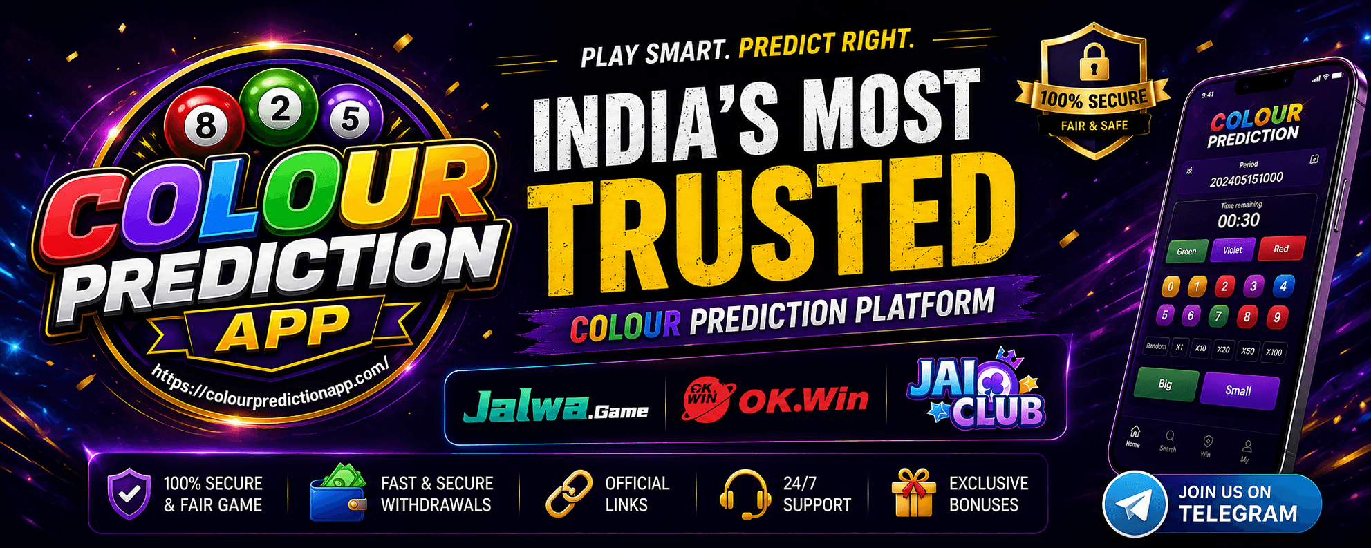 ColourPrediction Telegram channel promotional banner