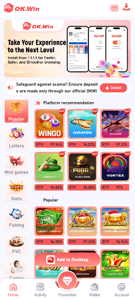 OkWin app preview