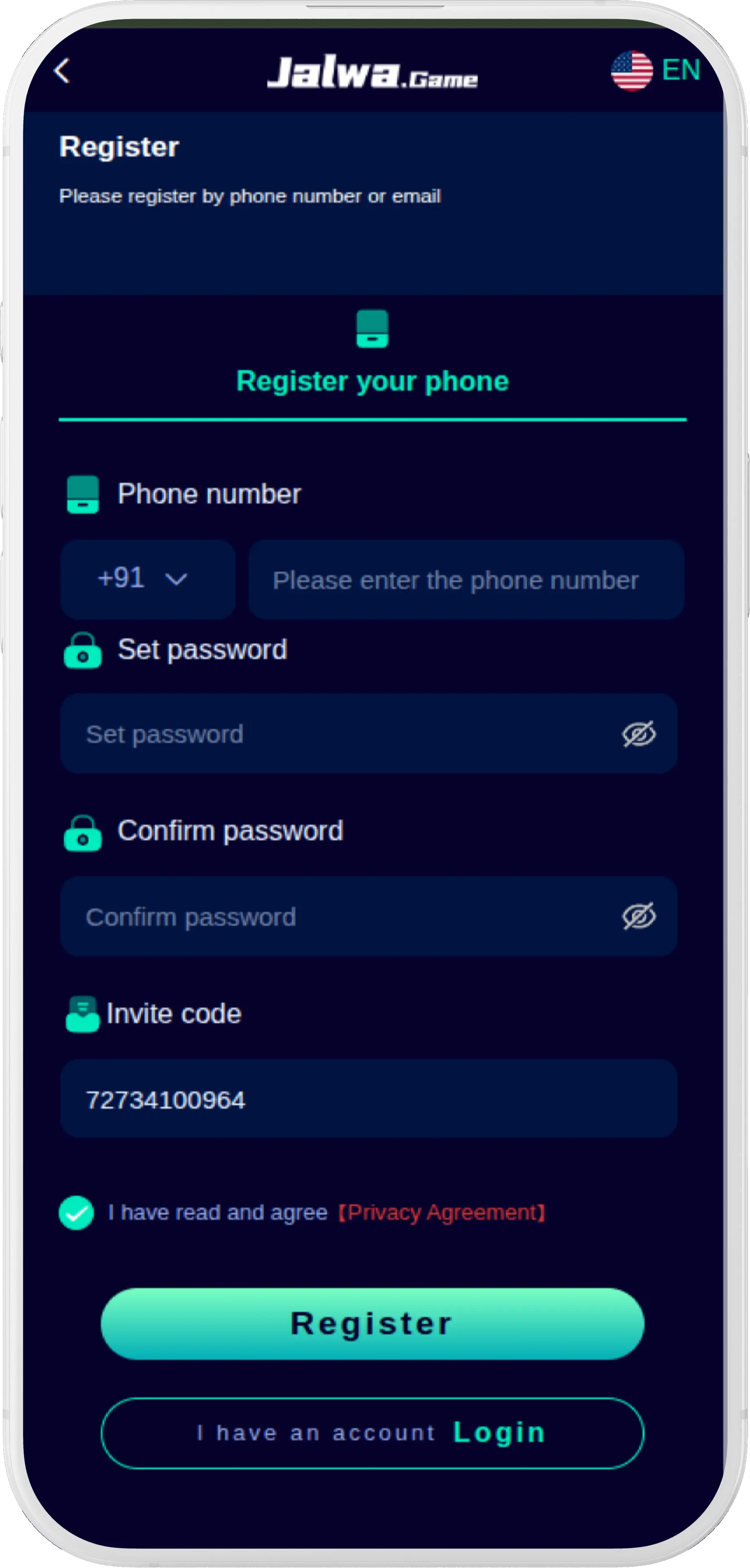 Jalwa register step 4 — First UPI test