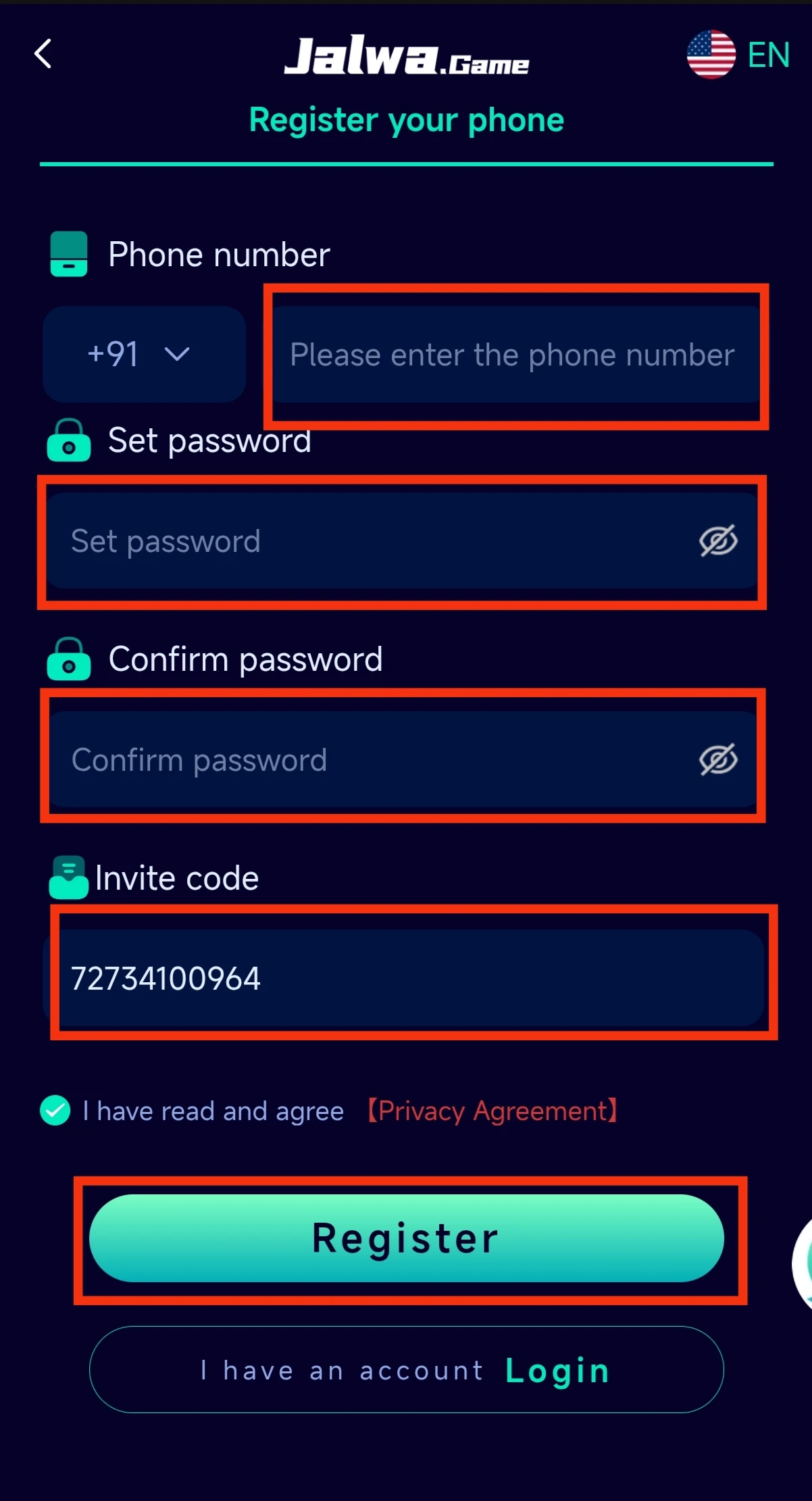 Jalwa register step 1 — Download official APK